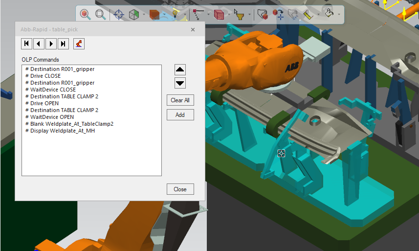 Clamps with OLP commands